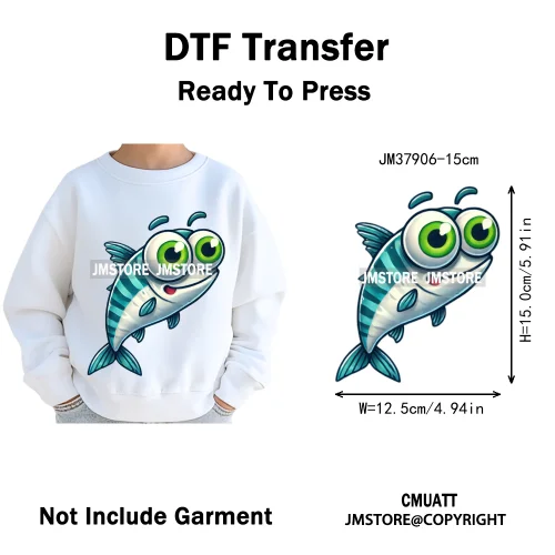 15cm 5.9in Funny Dog Cat Spider Fish Cartoon Animal Lover Kids Washable Iron on DTF Transfer Stickers Ready to Press for Clothes