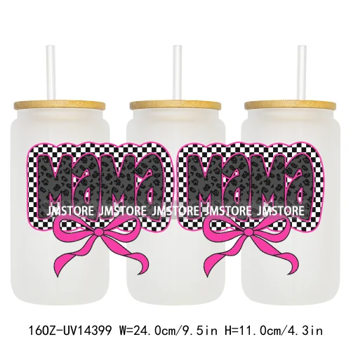 Retro Mama Coquette Bow UV DTF Stickers Ready to Transfer Cup Wrap Custom Labels DIY Craft For Libbey Can Glass Tumblers Mugs