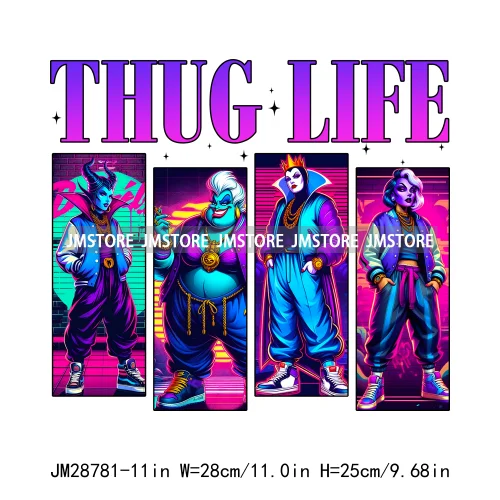 Thug Life Halloween Cartoon Character Scary Vibes Gangster Killer Decals Iron On DTF Transfer Sticker Ready To Press For Hoodies