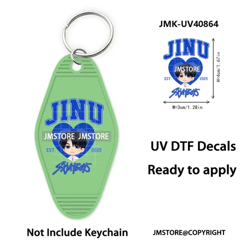 Kpop Hunters Movie Boy Band Girl Dinner UV DTF Motel Keychain Wraps Ready To Apply Waterproof High Quality Hotel Keychain Decals