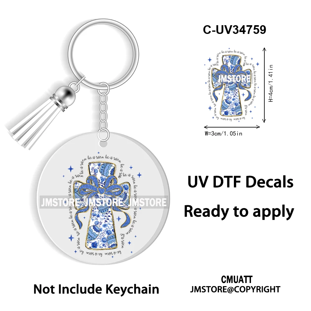 The Lord Is My Shepherd Christian Religious Easter Bible Verse Faith UV DTF Stickers For Round Circle Acrylic Keychain Keyring