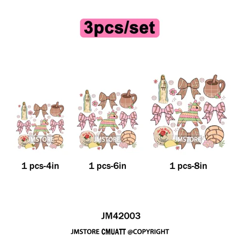 Feliz Navidad Mexican Christmas Concha Santa Latina Holiday Fiesta Iron on DTF Transfers Stickers Ready to Press for T-shirts