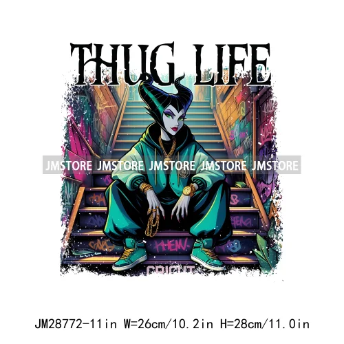 Thug Life Halloween Cartoon Character Scary Vibes Gangster Killer Decals Iron On DTF Transfer Sticker Ready To Press For Hoodies