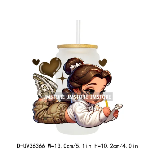 Princess Reading Book Lover UV Sticker Decals For Libbey Cold Cups Mugs Tumbler Transfer Stickers Waterproof High Quality Labels