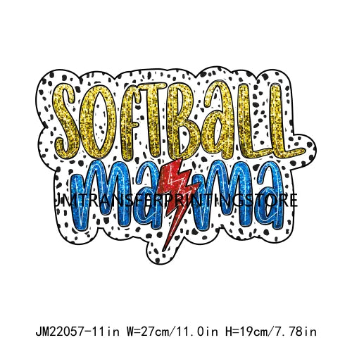 In My Ball Sport Mom Era Mother's Day Faux Glitter Dalmatian Lightning Bolt Soccer Mama DTF Transfer Stickers For Clothing