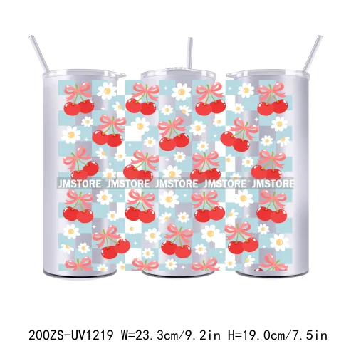 Coquette Bow Flowers Book Lover UV DTF Tumbler Wraps Durable Ready To Apply Transfer Stickers For 20OZ Straight Skinny Tumblers