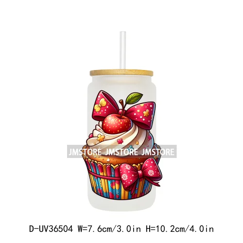 Cartoon Cupcake Sweet Treats UV DTF Transfer Stickers Decals Ready To Apply Waterproof For 16OZ Libbey Glass Can Cups Tumbler