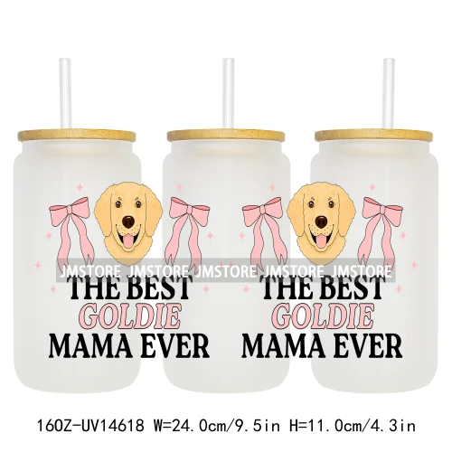 Coquette Bow Cat Dog Mom UV DTF Stickers Ready to Transfer Cup Wrap Custom Labels DIY Craft For Libbey Can Glass Tumblers Mugs