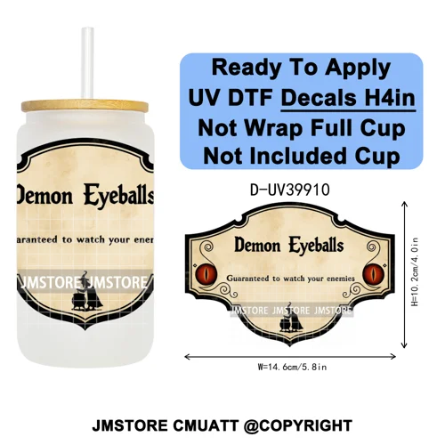 Spooky Halloween Witch Brew Bottle Label Set UV DTF Transfer Stickers Decals Ready To Apply Waterproof For 16OZ Libbey Glass Can