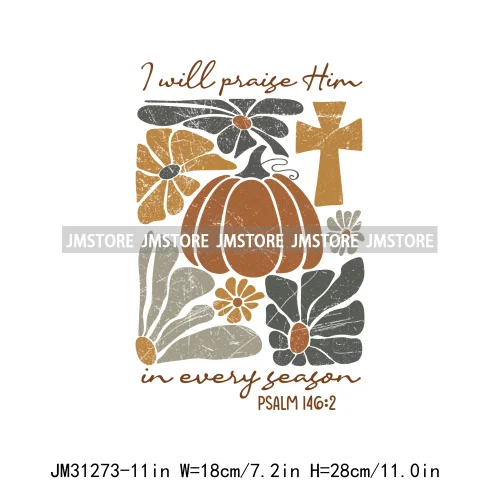 Give Thanks To The Lord Thanksgiving Bible Verse Jesus Fall Pumpkin Coquette Season Iron On DTF Transfers Stickers For Clothing