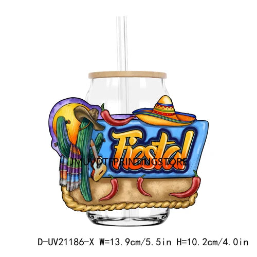 Mecican Cinco De Mayo Sombrero Hat UV DTF Transfers Stickers Decals For Libbey Cold Cups Mugs Tumbler Waterproof DIY Logo Latina