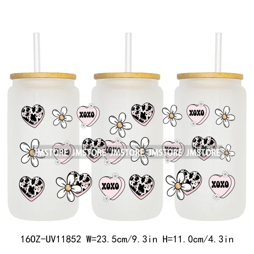 Western Puppy Cat Dog Valentines Day 16OZ UV DTF Cup Wrap Transfer Stickers Custom Labels Waterproof Logo For Libbey Glass Can