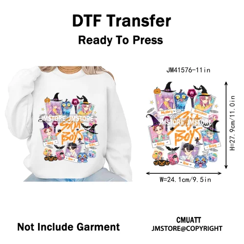 Cartoon Kpop Spooky Boys Girls In This House Era Halloween Iron on DTF Washable Transfers Stickers Ready to Press for Clothes