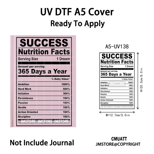Black Mom Dad Family Nutrition Facts A5 Notebook UV DTF Wrap Ready To Apply Waterproof Transfer Sticker Decals For Journal Cover
