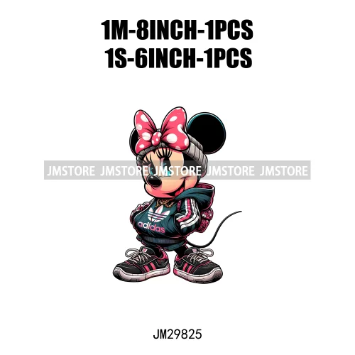 Cute Cartoon Streetwear Animal Girl Characters Thermal Decals Iron On DTF Transfers Stickers Ready To Press For Hoodies