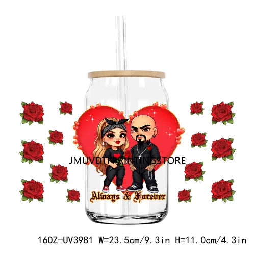 Bestfriends Valentine Girls Cholo Chola UV DTF Sticker For 16OZ Libbey Glass Cup Can Wrap Transfer Sticker Custom Label DIY Logo