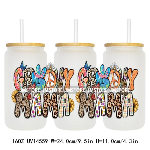 Howdy Western Mama Cowhide UV DTF Wraps Transfer Sticker Selfadhesive Waterproof High Quality For 16OZ Libbey Glass Can Tumbler