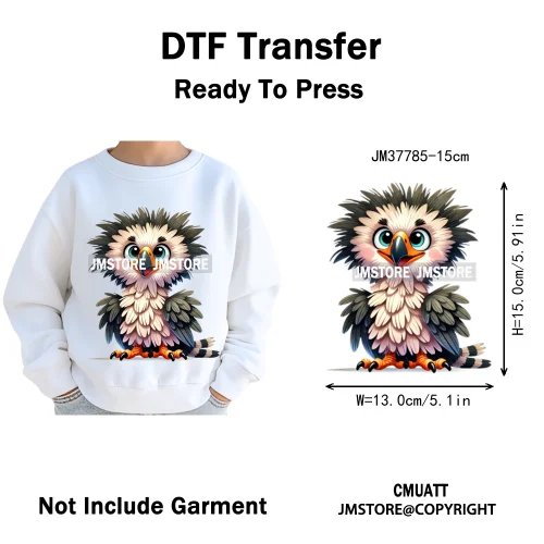 15cm 5.9in Kids Cute Nursery Thermal Printed Bird Fly Animal Washable Iron on DTF Transfers Stickers Ready to Press for Textile