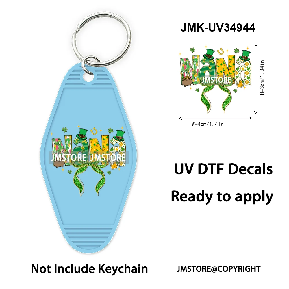 Coquette Green Bow Lucky Mama St Patrick's Day High Quality WaterProof UV DTF Sticker For Motel Hotel Keychain