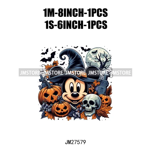 Cartoon Halloween Spooky Season Pumpkin Rip Gravestone Skull DTF Iron On Transfers Stickers Printing Ready To Press For Clothing