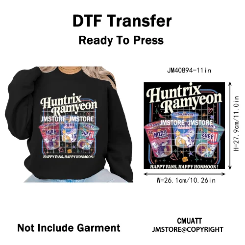 Kpop Movie Style Soda Pop Demon Inspired Movie Girl Dinner Iron on DTF Washable Transfers Stickers Ready to Press for Hoodies