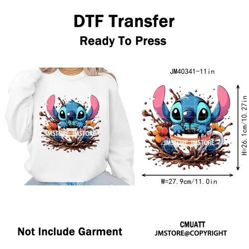 Trendy Cartoon Animal Characters Lover Cold Peel Logos Iron on DTF Washable Transfers Stickers Ready to Press for Hoodies Bags