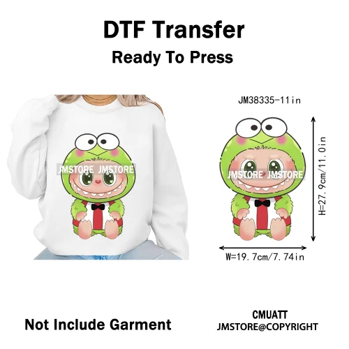 Cute Cartoon Toy Dolls Monster Costume Character Kids Printed Iron on DTF Washable Transfer Stickers Ready to Press for Clothing