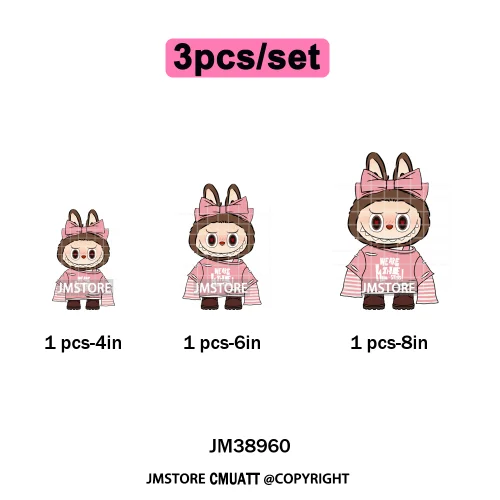 Coquette Bow Monster Doll Drinking Soda Bottle Thermal Printing Iron on DTF Washable Transfer Sticker Ready to Press for Clothes