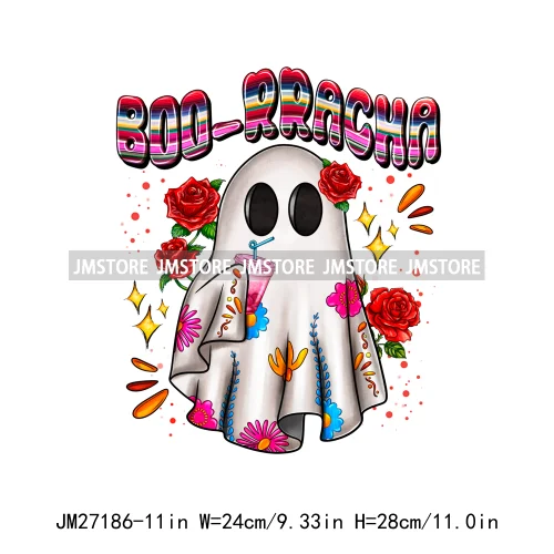 Spanish Espooky Vibes Latina Pantasmas Mexican Halloween Conchas Cucuys Aqui Espantan DTF Iron On Transfers Stickers For Hoodies