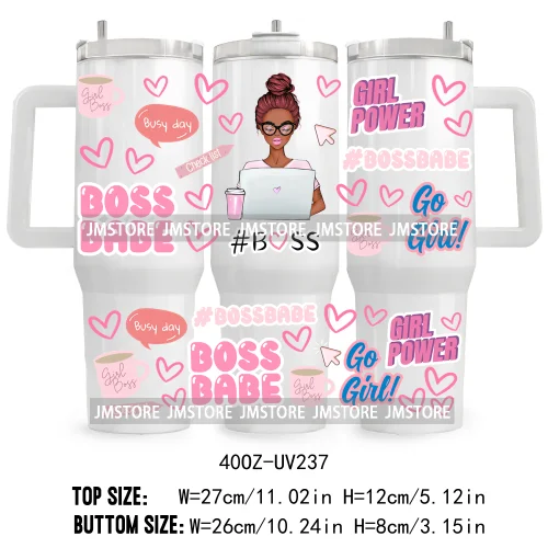 40OZ Tumbler Wrap Fashion Bossbabe Girl UV DTF Cup Wraps Transfer Stickers Custom Labels Durable Waterproof Logo Word Hard Lady