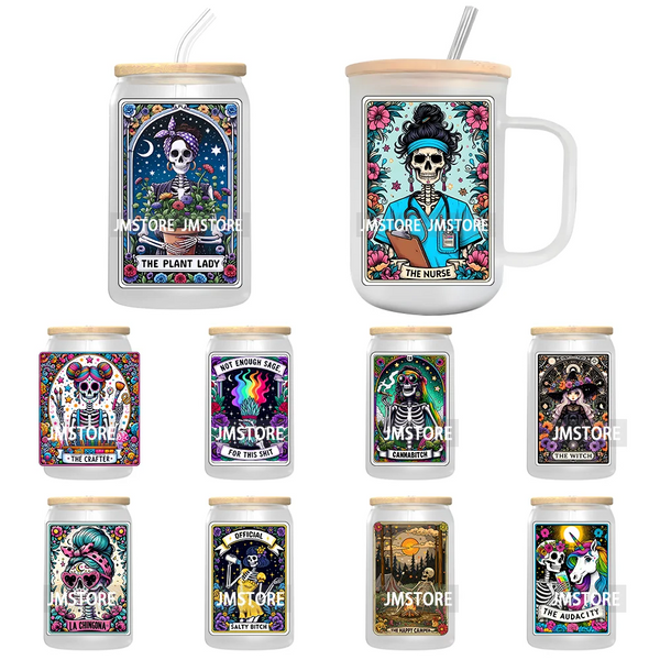 The Nurse Snarky Witchy Tarot Card UV DTF Transfer Stickers Decals For Libbey Cold Cups Mugs Durable Custom Labels Humor Sarcasm