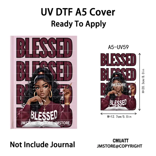 Christian God Pray Afro Girl Alphabet UV DTF Notebook Cover Decals Ready To Apply Durable Transfer Stickers For A5 Journal Cover