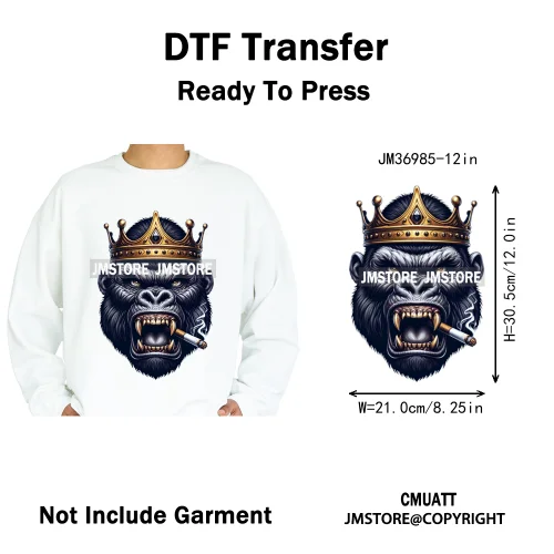 12in Graffiti Gangster Hip Hop Gorilla Life Is Better With Bulldog Iron on DTF Heat Transfer Sticker Ready to Press for Hoodies
