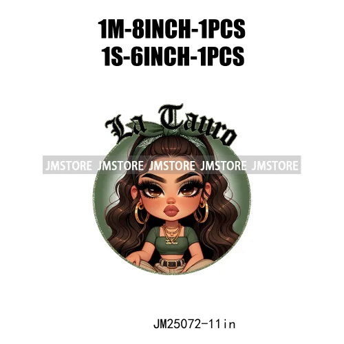 New Washable Chicana Chola Chibi Latina Spanish Zodiac Cute Girls DTF Iron On Transfers Stickers Ready To Press For Clothing