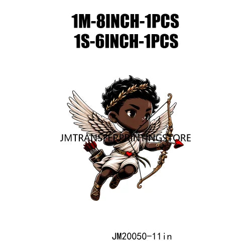 Lovely African American Black Cupids Valentine Praying Angels Boys Girls Religious Iron On DTF Transfers Stickers For Clothes