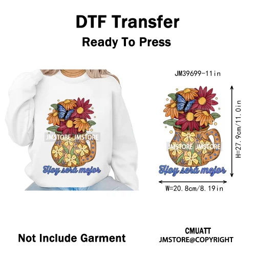 Mexican Culture Halloween Vibes Spanish Cafecito Viva Design Iron on DTF Washable Transfers Stickers Ready to Press for Hoodies