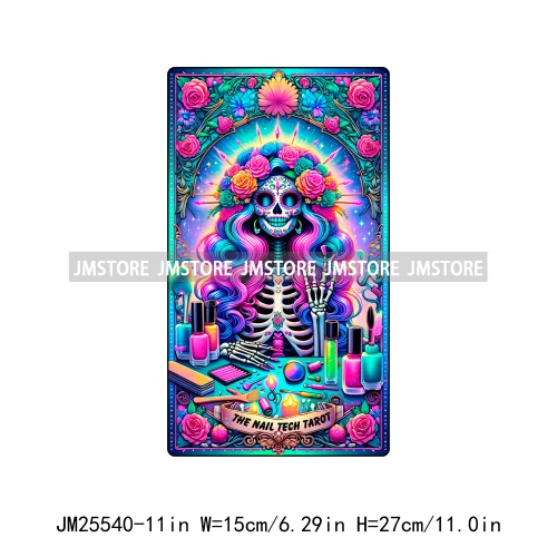 Colorful Artist Overthinker Dad Women Skeleton Thermal Logo  Tarot Card DTF Iron On Transfer Stickers Ready To Press For Hoodies