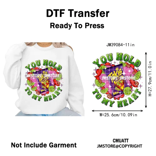 Trendy Margaritas Scary Movie Halloween Monsters Season Iron on DTF Washable Heat Transfers Stickers Ready to Press for Hoodies