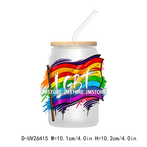 Pride Love Rainbow Heart UV DTF Transfer Stickers Decals For Libbey Cold Cups Mugs Durable Waterproof Custom Logo Label Best Gay