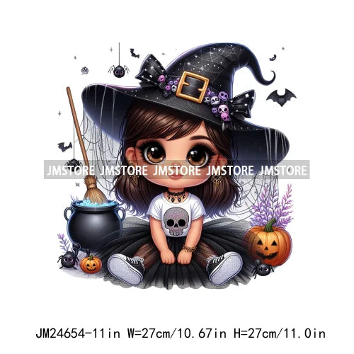 Custom Halloween Spooky Witch Latina Baby Girls Iron On Decals Hispanic Princess DTF Heat Press Transfers Stickers For Hoodies