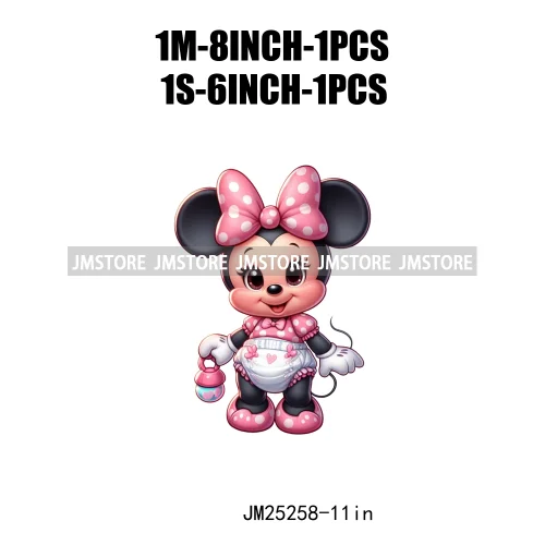 Cartoon Animal Sport Cheer Thermal Designs Baby Pink Mouse Iron On DTF Heat Press Transfers Stickers Ready To Press For Clothes