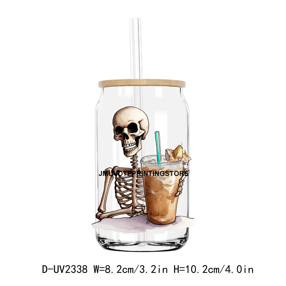 Skull Nightmare Before Coffee UV DTF Transfers Stickers Decals For Libbey Cold Cups Mugs Tumbler Waterproof DIY Craft