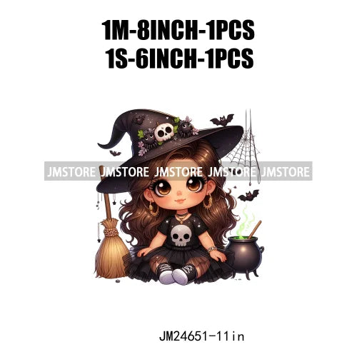 Custom Halloween Spooky Witch Latina Baby Girls Iron On Decals Hispanic Princess DTF Heat Press Transfers Stickers For Hoodies