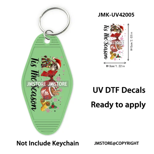 Feliz Navidad Pan Dulce Christmas UV DTF Motel Keychain Decal Ready To Ship Durable Transfer Stickers Prints For Hotel Keychain