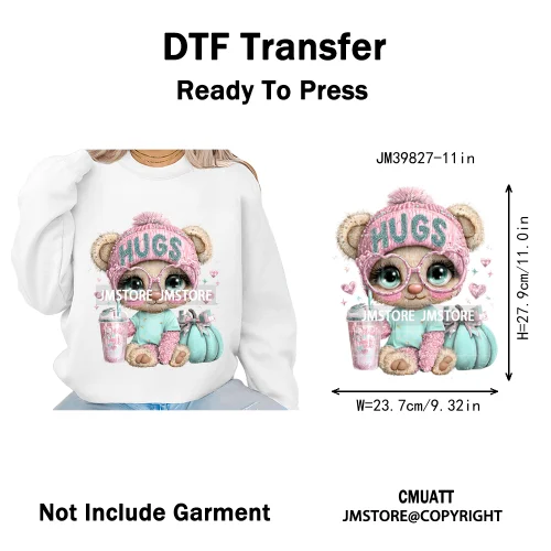 Pink Sweater Hat Coffee Girls Ghost Animal Pumpkin Halloween Iron on DTF Washable Transfers Stickers Ready to Press for Textile