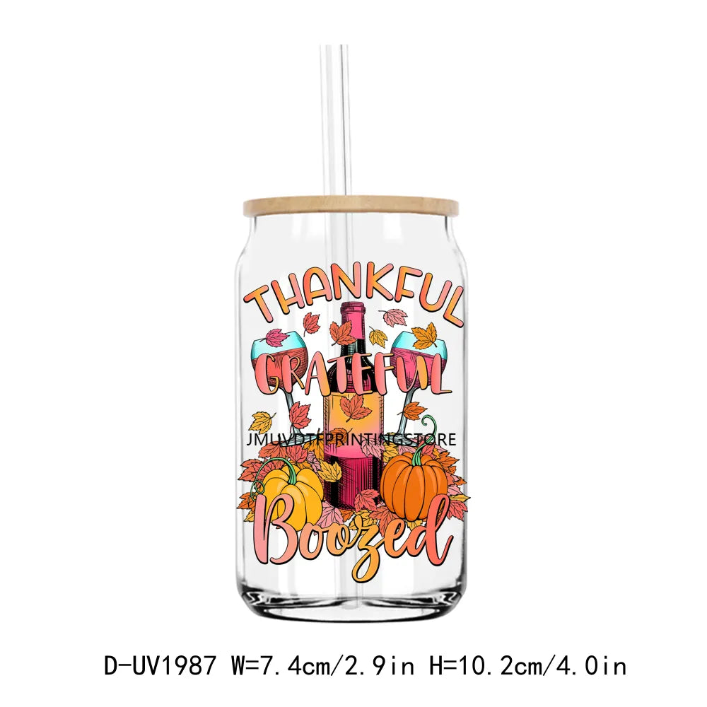 Feelin Pumpkin Spicy Autumn Vibes UV DTF Transfers Stickers Decals For Libbey Cold Cups Mugs Tumbler Waterproof DIY Craft