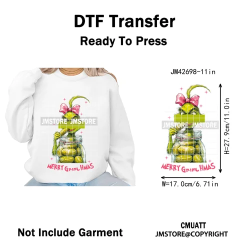 Holly Jolly Cute Cartoon Character Christmas Santa Tis The Season Iron on DTF Heat Transfers Stickers Ready to Press for Garment