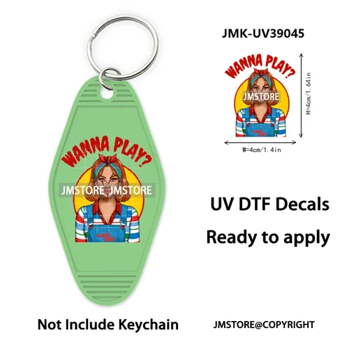 Halloween Horror Killer Energy Drink UV DTF Motel Keychain Decal Ready To Ship Durable Transfer Stickers Logo For Hotel Keychain
