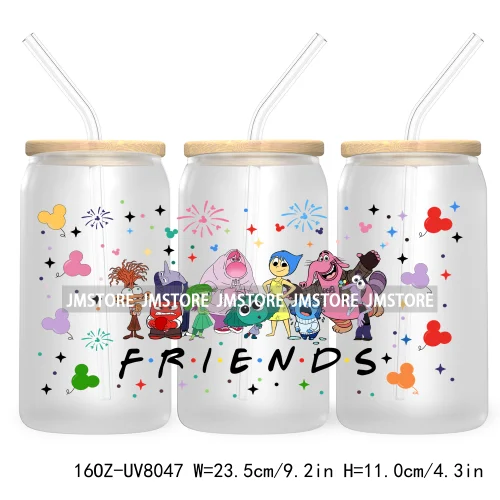 It's Okay To Feel All The Feels UV DTF Cup Wrap For 16OZ Glass Cup Can Transfer Stickers Custom Label Logo Inside Out Characters