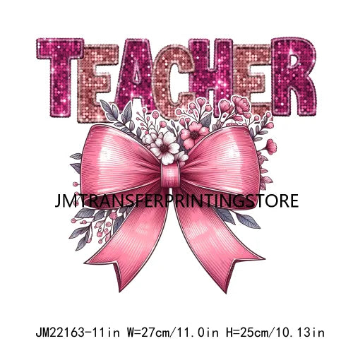 Iron On Teach Love Insprit Print Logos Maestra Heart Pencil Bow Cowgirl Boots Small Town Teacher DTF Transfer Stickers For Shirt